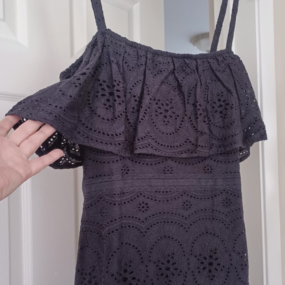 NWT Lovers + Friends Hailey Eyelet Midi Dress Black Size M - Picture 5 of 12